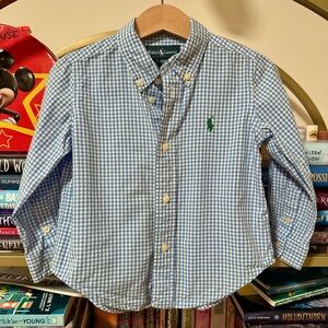 Polo Ralph Lauren Light Blue & White Gingham Button-Down Shirt 👕🐎